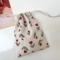 Kordfutteral Kordelzug Beutel Suesse Tulpen Blumen Kosmetiktasche Kleine Reise Aufbewahrungstasche - 14cmx16cm / Tulpenrot