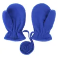 Kids Fleece Mittens Winter Warm Toddler Gloves with Anti-Lost String Blue Detail Shot - Size S (3-18 Months) / Sapphire Blue