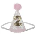 Cappello festa compleanno bambini fascia neonata glitter numero 2 rosa accessorio foto - Bordo Rosa Numero 2 / Colorato e Bianco