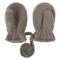 Infant winter fleece mittens detail showing soft warm texture and anti-loss neck hanging strap. - Gray