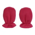 Roze winter fleece baby wanten detail opname, zachte pluche stof voor warme handen. - S (6-18 maanden) Wanten / Rozerood