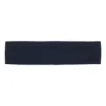 Vue détaillée du bandeau de sport en coton bleu marine, montrant un tissu élastique. - Noir