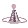 Dettaglio cappello festa glitter rosa con fascia elastica, simpatico accessorio per capelli. - Bordo Rosa Senza Numero / Rosa