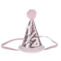 Cappello fascia per festa di compleanno metà rosa glitterato per neonati oggetti di sc - Bordo Rosa Numero 1/2 / Rosa