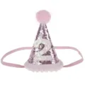 Dettaglio cappello compleanno neonata con glitter rosa, accessorio foto copricapo. - Bordo Rosa Numero 2 / Rosa