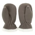 Detail van grijze fleece winterwanten voor kinderen, gezellige pluche manchet, warme handschoenen. - S / Grijs