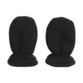 Schwarze Fleece Baby Fäustlinge Detailansicht, weiche warme Winter Handschuhe Nahaufnahme. - Schwarz