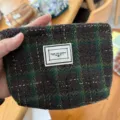 Vintage Karo Woll Make-up-Tasche, tragbare Münztasche und schicke Pendler Aufbewahrung. - Braungrünes Karomuster Stil (Stil 2)
