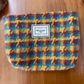 Retro Hahnentritt Wolle Kosmetiktasche für Damen, tragbare Make-up-Tasche und Münzbörse. - Buntes Karomuster Stil (Stil 3)