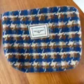 Vintage Karierte Kosmetiktasche, wollmischung tragbare Münztasche, modische Wintersache. - Blau Braun Beige Karomuster (Stil 4)
