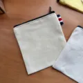 Canvas Zipper Coin Pouch Square Portable Mini Storage Bag Solid Color Travel Cosmetic Bag - Creamy White