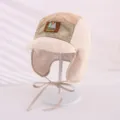 Kinder Winter Trapper Mütze Winddicht Warm Ohrenklappe Hut Unisex Outdoor Skifahren Kappe - Beige
