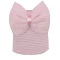 Lindo gorro de punto a rayas rosa para recién nacido con gran detalle de lazo para uso diario. - 0-3M / Rayas Rosas