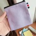 Solid color canvas coin purse, portable zipper storage pouch for travel, minimalist square wallet. - Lavender