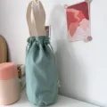 Einfarbige Leinwand Wasserflasche Tasche Für Tragbare Thermoskanne Beutel Variante - Extra Klein (Isolierte Tassenhülle) / Durchmesser 11cm / Bohnengrün