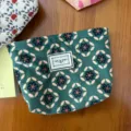 Corduroy cosmetic bag cute floral print portable zipper makeup pouch travel organizer - Vintage Argyle Mini Makeup Bag