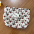 Corduroy floral makeup bag portable zipper cosmetic pouch cute travel storage wash bag everyday. - White Floral Mini Makeup Bag