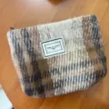 Vintage karierte Kosmetiktasche aus Wolle Tragbare Aufbewahrungstasche für Damen Braun Herbst - Braun Beige Retro Karo (Stil 6)