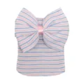 Gorro de punto para recién nacido con gran lazo de rayas, lindo gorro para bebés y niños. - 0-3M / Rayas Azules Rosas y Blancas