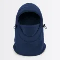 Donkerblauwe winter fleece winddichte fietskap detailweergave, dik thermisch gezichtsmasker. - Eén maat / Marineblauw