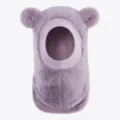 Süße Baby Winter warme Plüsch Bärenohren Sturmhaube, winddichte Kleinkind Kapuze Schal. - Einheitsgröße / Lila
