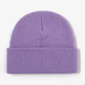 Detailed view of the purple knitted beanie showing fine texture and cozy winter warmth. - Light Purple