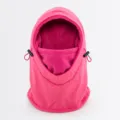 Thermische fleece winter fiets bivakmuts winddichte ski muts met capuchon roze detail. - Eén maat / Rozerood