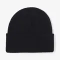 Classic black knitted beanie hat for winter outdoor warmth, comfortable and stylish daily wear. - Black