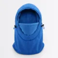 Detail winter fietsmuts met zachte fleecevoering, winddicht warm gezichtsmasker blauw. - Eén maat / Saffierblauw