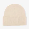 Beige knit beanie winter warm cuffed pull-on hat casual outdoor headwear detail view. - Size S (3 Months - 1 Year) / Beige