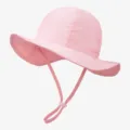 Pink children sun hat for kids wide brim bucket hat outdoor sun protection adjustable cap - Pink