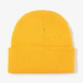 Yellow knit beanie winter warm cap classic ribbed cuff design comfortable stylish daily wear - Turmeric