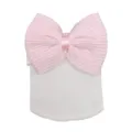 Gorro de punto para recién nacido con gran lazo de rayas rosas, lindo gorrito para bebé. - 0-3M / Sombrero blanco con lazo rosa