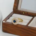 Gold plated micro-inlaid cubic zirconia open ring, luxury evil eye design for women. - Gold
