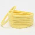 Detailed close-up view of soft yellow nylon baby headbands, showing seamless elastic texture. - Yellow