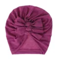 Soft knit baby turban hat with cute layered bow, comfortable everyday accessory. - One Size / Violet