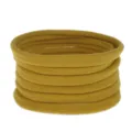 Detailed view of 10pcs mustard yellow elastic nylon headbands, soft baby hair accessories. - 10 Pieces / Turmeric