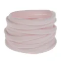 Pink elastic nylon hair bands detail view, soft baby headband DIY material loops. - 10 Pieces / Light Pink