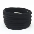 Black seamless elastic hair ties for daily styling and kids ponytail accessories securely. - Black