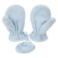 Baby winter fleece mittens with anti-loss neck string, warm blue toddler gloves for outdoor use - Size S (3-18 Months) / Light Blue