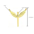 Colgante de alas de ángel de cobre chapado en oro con circonita para accesorios de joyería DIY - Colgante de Cetro con Alas de Pájaro Solo (Sin Cadena) (MA05-5) / 1 Pieza/Paquete / Dorado