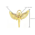 Colgante de cetro de ala de ángel de cobre dorado con circonita para joyería DIY. - Colgante de Cetro y Ala Solo (Sin Cadena) (MA09-7) / 1 Pieza/Paquete / Dorado