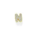 Oro 3D Lettera N Pave Diamante Bolla Alfabeto Pendente DIY Collana Charm Accessorio - Ciondolo Lettera N Dorato con Strass