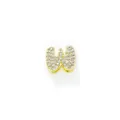Ciondolo lettera W stile palloncino 3D pavé di strass brillanti in ottone bagnato oro - Ciondolo Lettera W Dorato con Strass