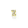 Ciondolo con lettera Z in zirconi brillanti dorati, charm alfabeto scintillante per collana. - Ciondolo Lettera Z Dorato con Strass