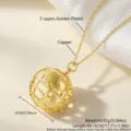 Gold-plated hollow globe pendant necklace, elegant copper layered clavicle chain. - Hollow Globe Necklace (MA10-5) / Gold