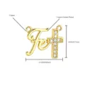 Verguld koperen Fe letter en kruis hanger voorzien van schitterende zirkonia stenen. - Fe Letter Kruis Stijl / Hanger Alleen (2.1x1.8cm)
