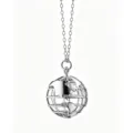 Silver-tone hollow globe pendant necklace with delicate chain, elegant minimalist fashion jewelry. - Hollow Globe Necklace (MA10-6) / Silver