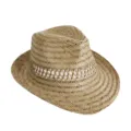Chapeau de cowboy en paille tressée pour homme, chapeau de soleil respirant à large bord - Taille unique / Couleur Paille Naturelle