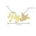 Gold plated copper Paz bird pendant charm with cubic zirconia for DIY jewelry making - Paz Letter Dove Link / Pendant Only (2.7x2.1cm)